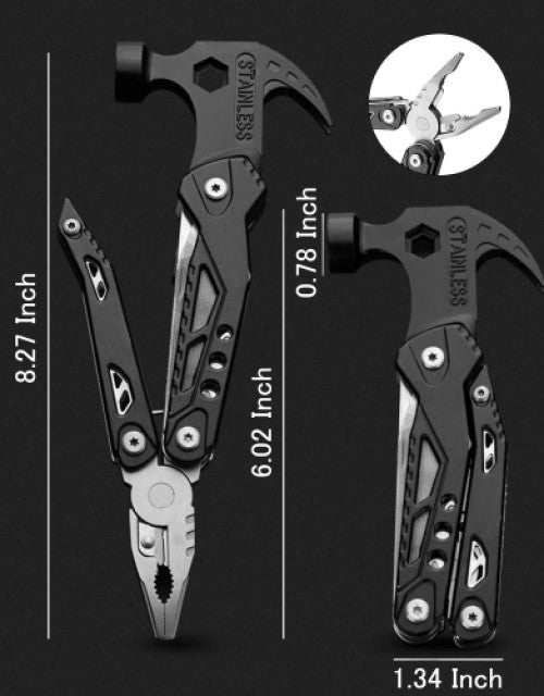 Multi Utility Hammer Tool Kit, Wood, Stainless Steel