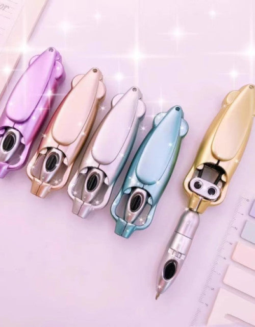 Transforming Robotic Ball Pen, Folding Retractable Ballpoint Writing Pen